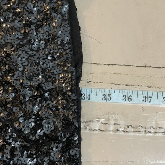 AMBER BLUE BLACK LINED‎ SEQUINED BODYCON DRESS SMALL-EUC - Picture 6 of 9